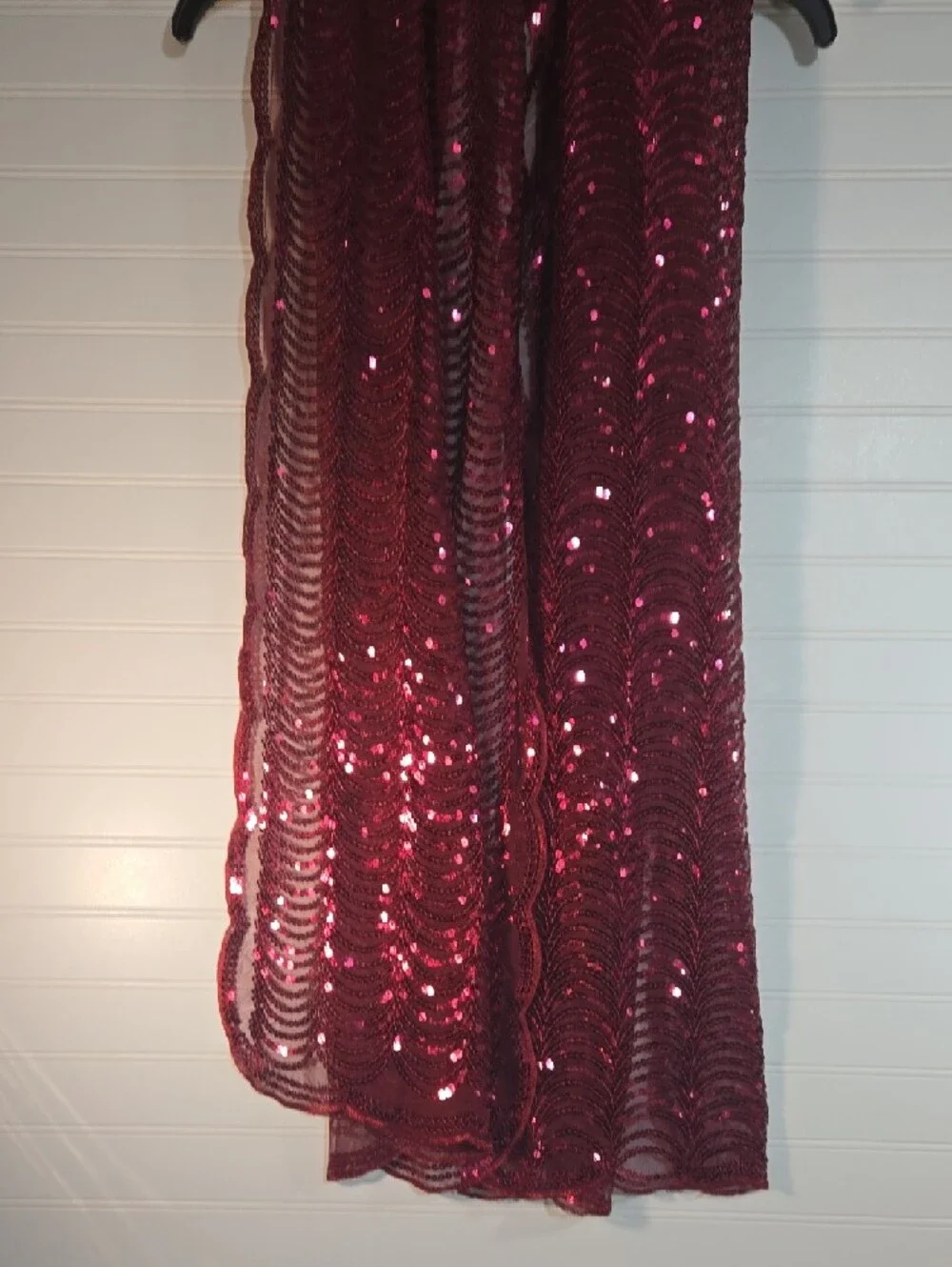 Women's Sequin Scarf Shawl - Wine Red